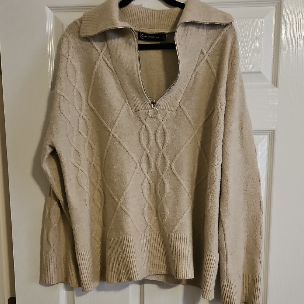Beige Cable Knit Sweater